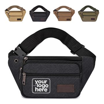 Canvas Waist Pouch With Headphone Cable Hole