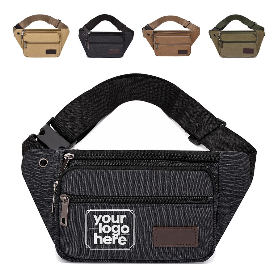 Canvas Waist Pouch With Headphone Cable Hole