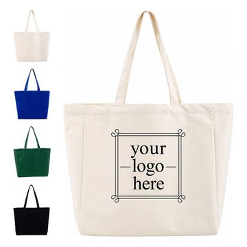 Solid-Color Cotton Shoulder Tote Bag