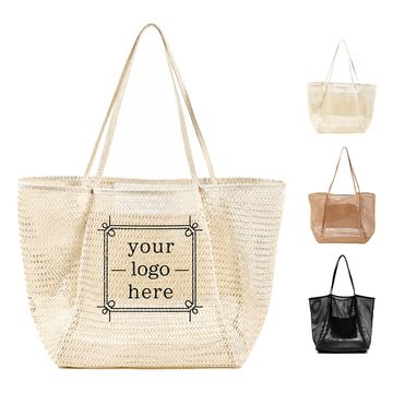 Woven Carry Bag With Interior Compartment