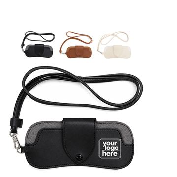 Soft Leather Eyeglasses Bag With Hook And Lanyard