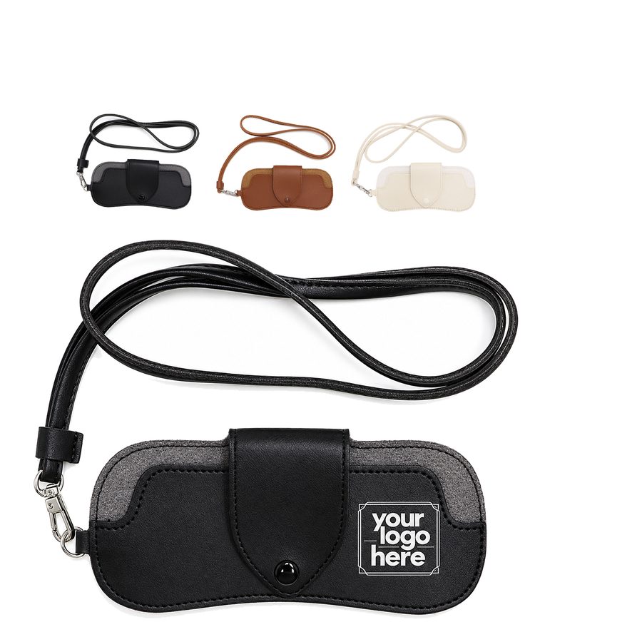 Soft Leather Eyeglasses Bag With Hook And Lanyard