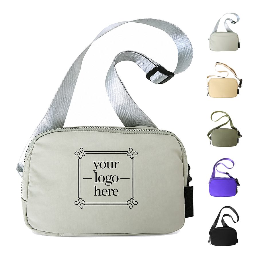 Wide-Strap Crossbody Zipper Bag