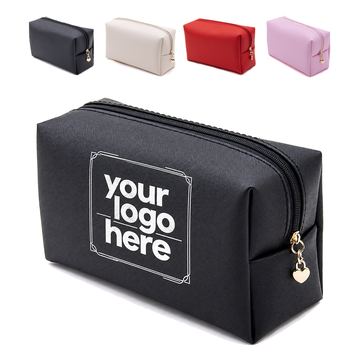 Solid-Color Zippered Cosmetic Bag