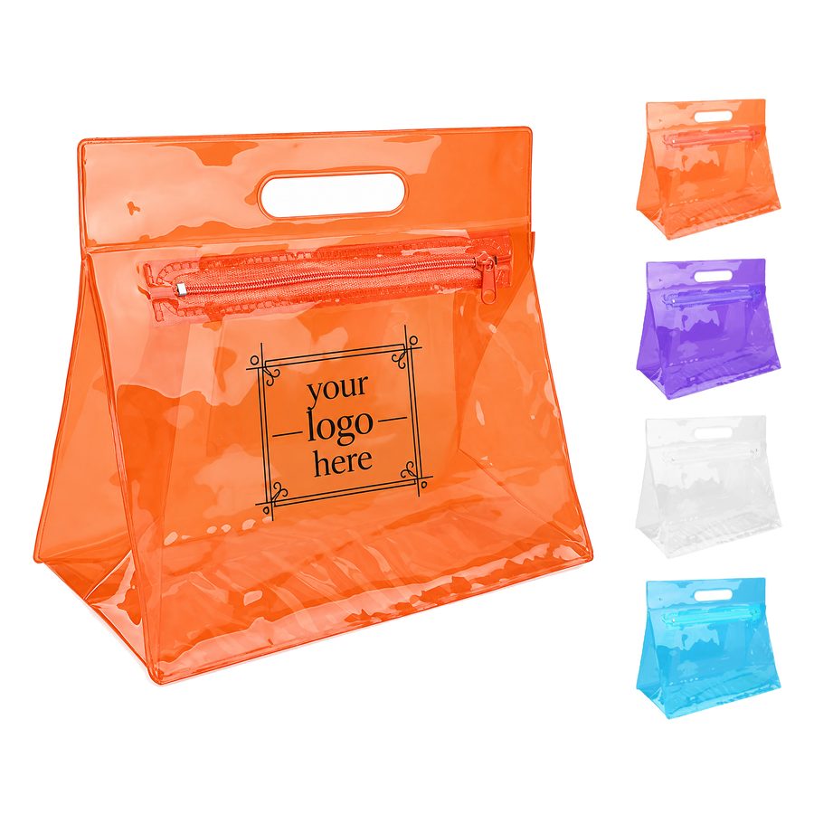 Clear Zippered Toiletry And Makeup Bag With Handles