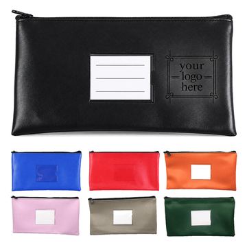 Polyurethane Leather Zipper Deposit Pouch