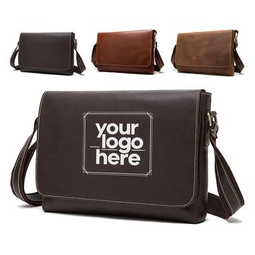 Top-Grain Cowhide Crossbody Bag With Adjustable Strap