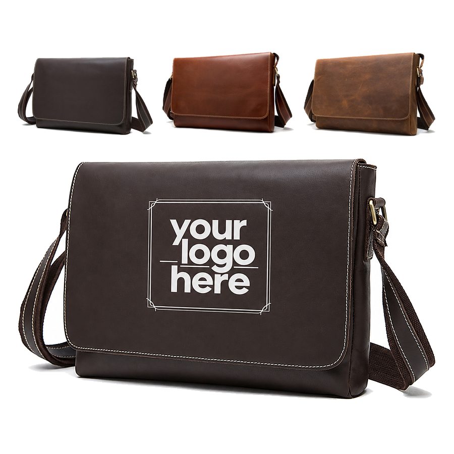 Top-Grain Cowhide Crossbody Bag With Adjustable Strap