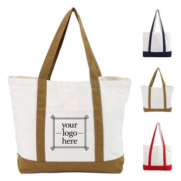 Double-Layer Cotton Canvas Zippered Tote Bag