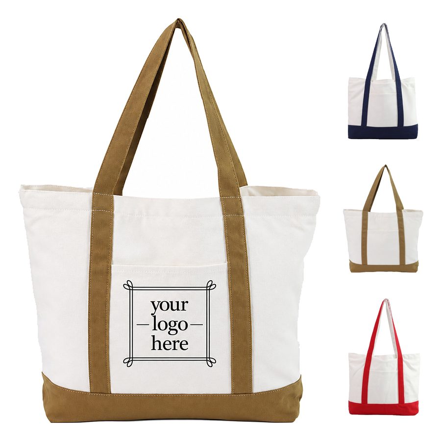Double-Layer Cotton Canvas Zippered Tote Bag