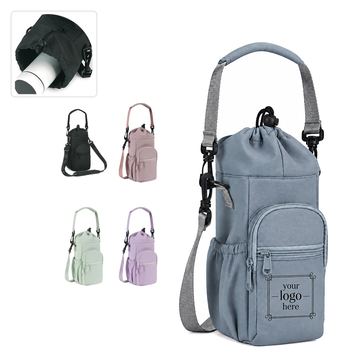 Insulated Water Bottle Carrying Bag With Shoulder Strap