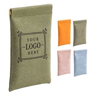 Polyurethane Leather Sunglasses Pouch With Metal Spring Closure