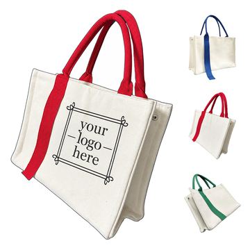 Ribbon Detail Handbag With Canvas Straps