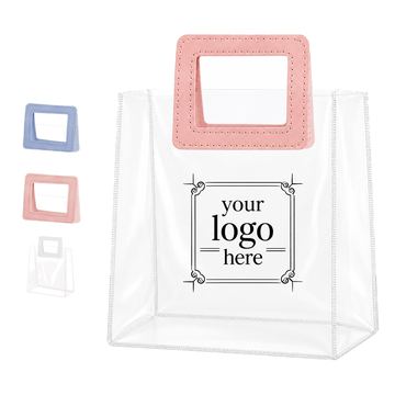 Clear Gift Tote Bag With Polyurethane Leather Handles