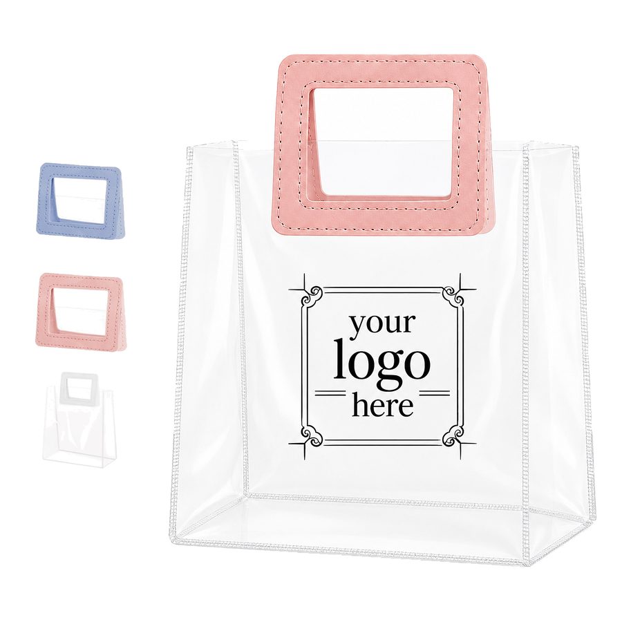 Clear Gift Tote Bag With Polyurethane Leather Handles