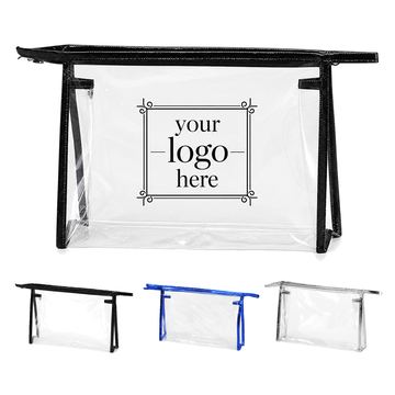 Clear Travel Toiletry Bag With Colorful Zipper Trim