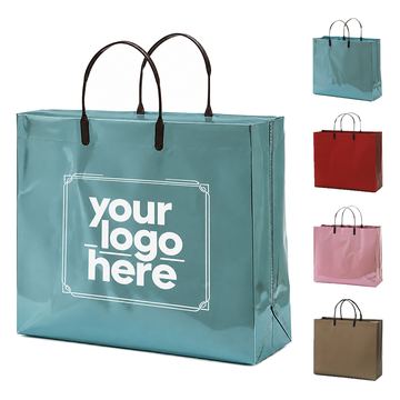 Metallic-Accent Laminated Shopping Tote