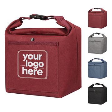 Heathered Polyester Lunch Tote With Snap Closure