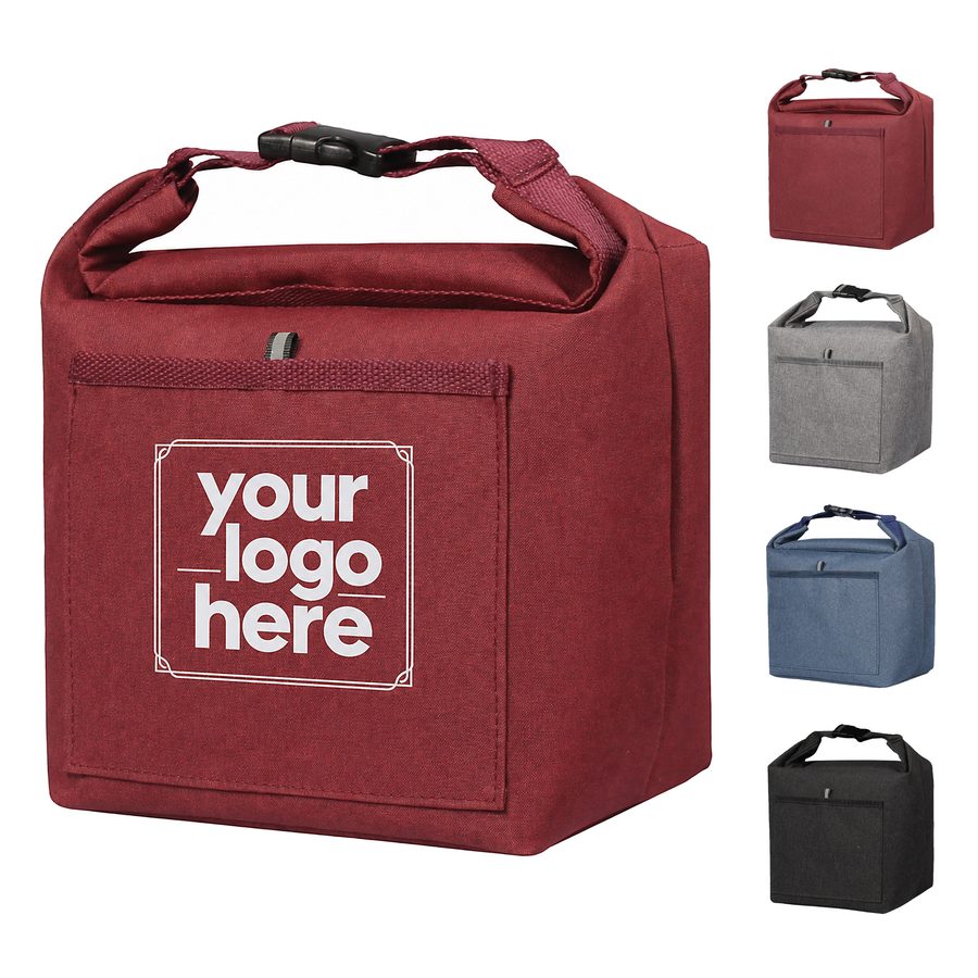 Heathered Polyester Lunch Tote With Snap Closure