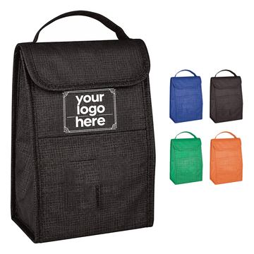Textured Fold-Over Lunch Bag With Top Handle