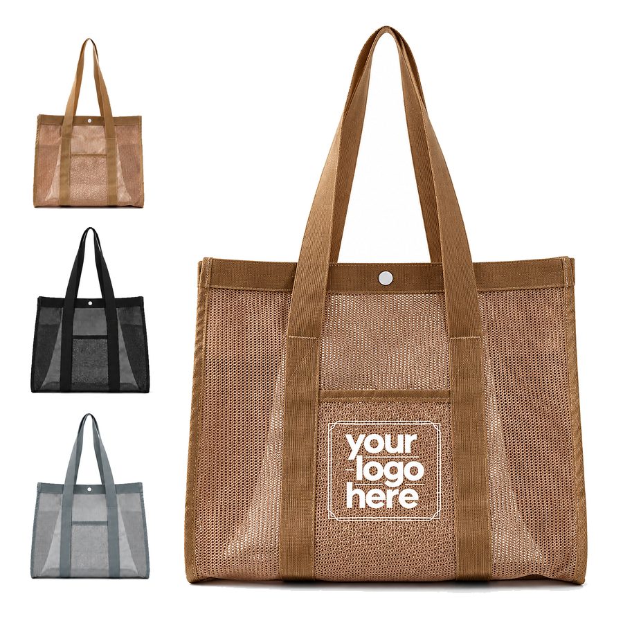 Reinforced Mesh Tote With Snap Closure