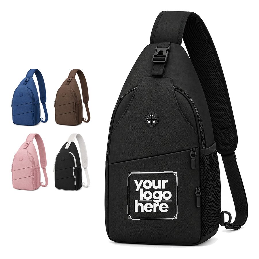 Coated Polyester Sling Backpack With Reversible Strap