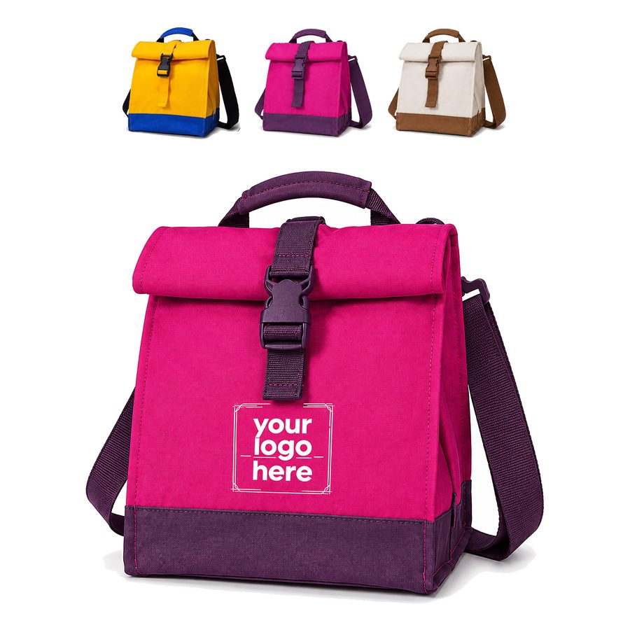 Roll-Top Lunch Cooler Bag With A Padded Carry Handle