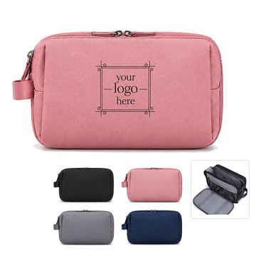 Oxford Cloth Toiletry Bag With Fold-Flat Organizer Panel