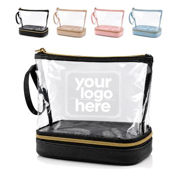 Two-Compartment Clear Cosmetic Bag