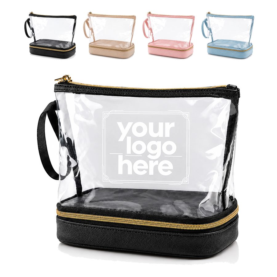 Two-Compartment Clear Cosmetic Bag