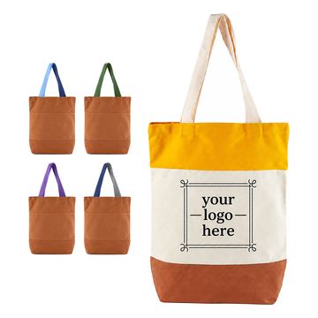 Color-Block Cotton Canvas Tote Bag