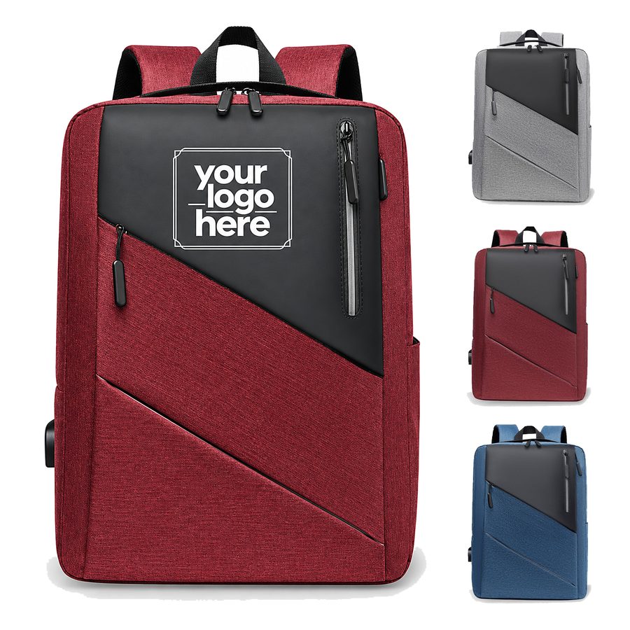 Two-Tone Laptop Backpack With Side Charging Port