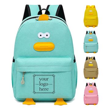 Duck-Themed Kids Backpack With Covered Front Pocket
