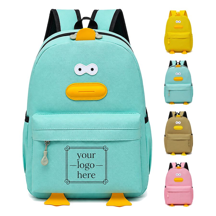 Duck-Themed Kids Backpack With Covered Front Pocket