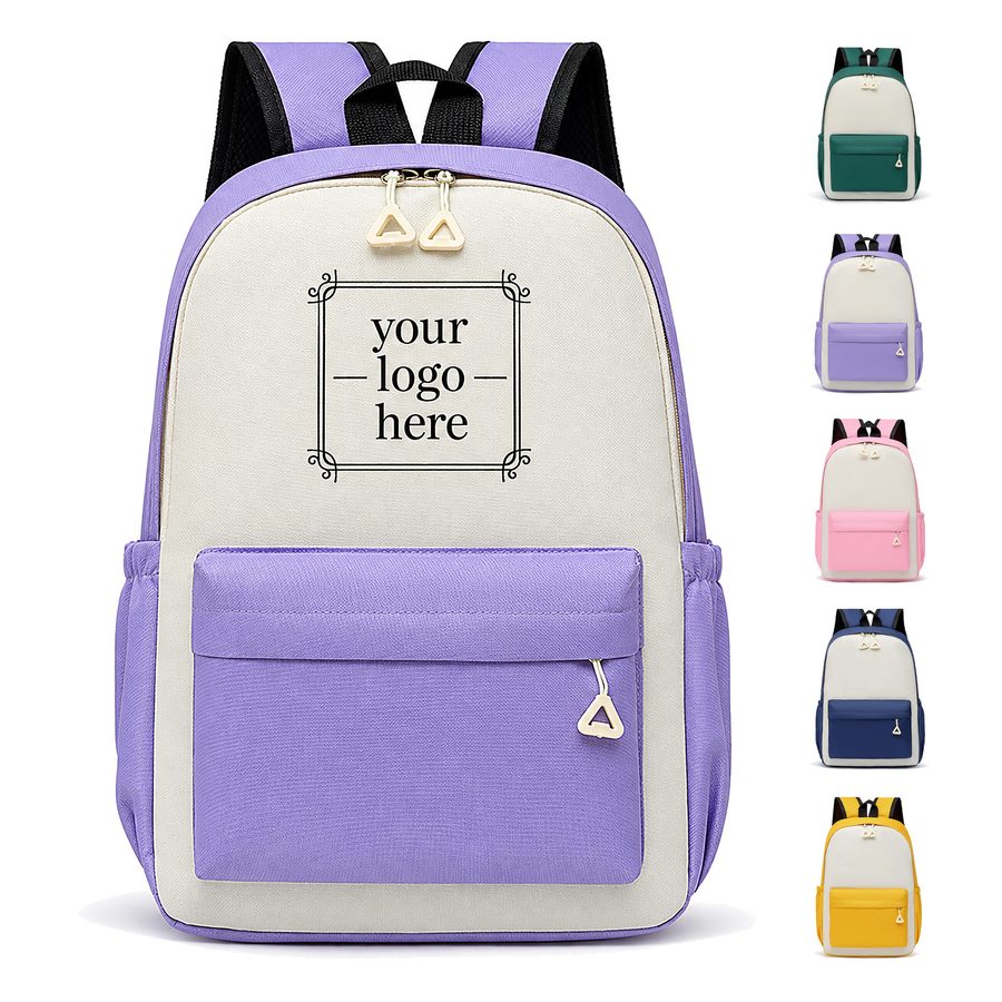 Polyester Backpack With Front And Side Pockets