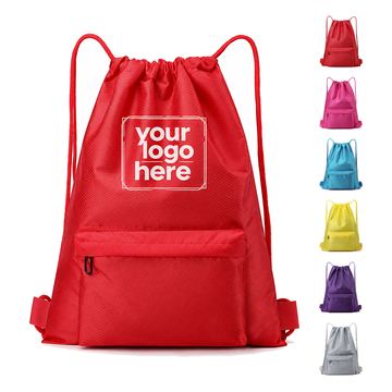 Flat Drawstring Backpack With Cord Shoulder Straps