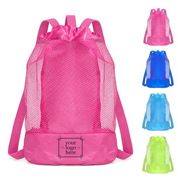 Solid-Base Mesh Backpack With Drawstring Closure