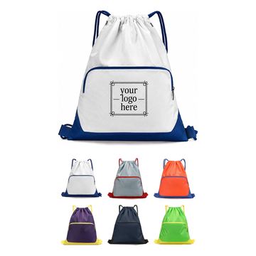 Drawstring Backpack With Contrasting Bottom Panel