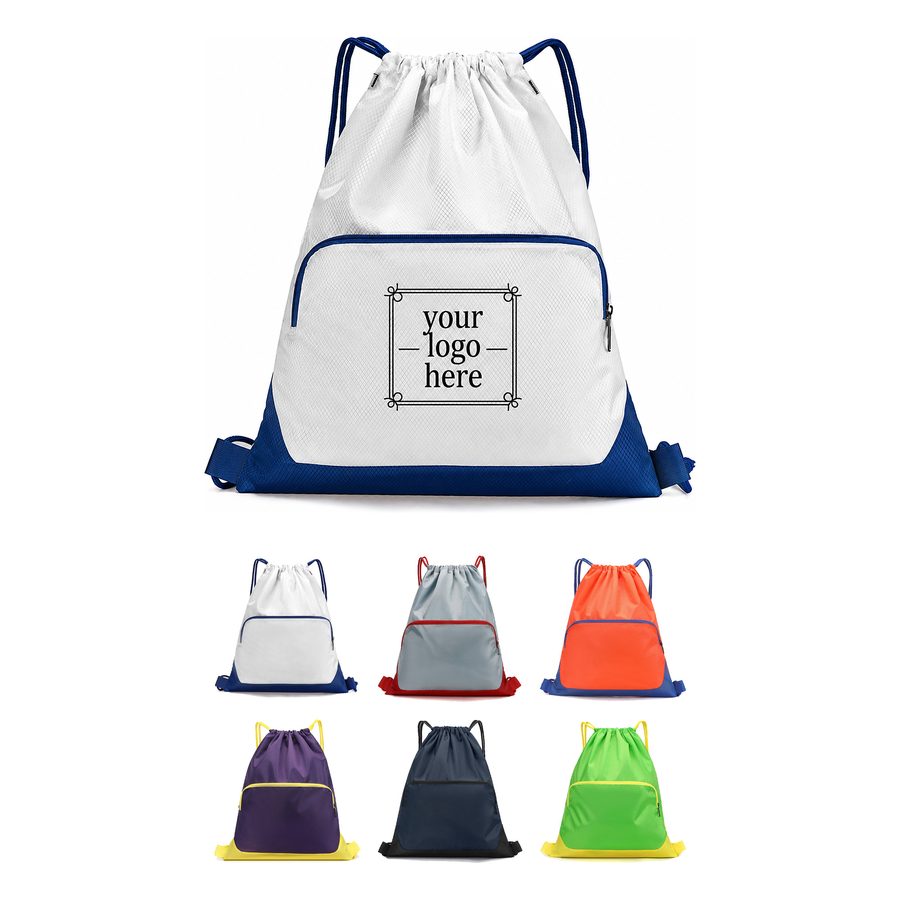 Drawstring Backpack With Contrasting Bottom Panel