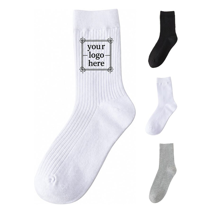 Ribbed Crew Sock With Shaped Heel