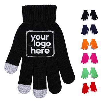 Acrylic Knit Glove With Three Touchscreen Fingertips