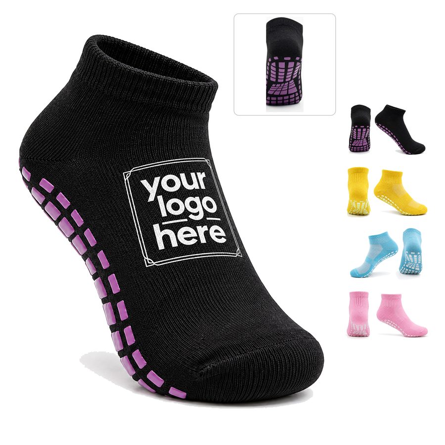 Mesh-Knit Ankle Sock With Rubber Sole Grips