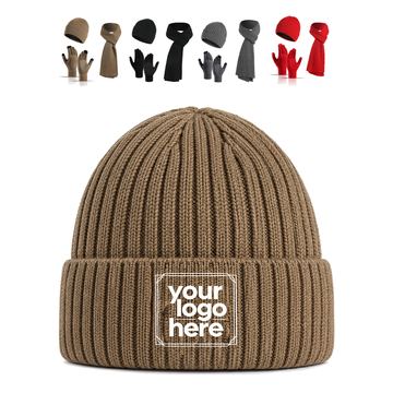 Ribbed Beanie, Scarf And Glove Set