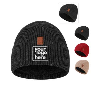 Polyester Beanie With Fleece Lining And Wide Cuff