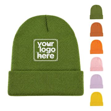 Acrylic Knit Beanie With Fold-Over Cuff
