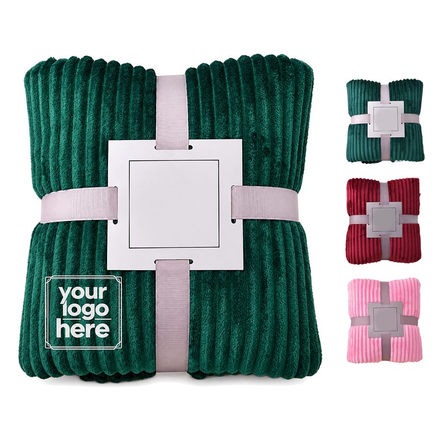 Ribbed Flannel Fleece Throw Blanket