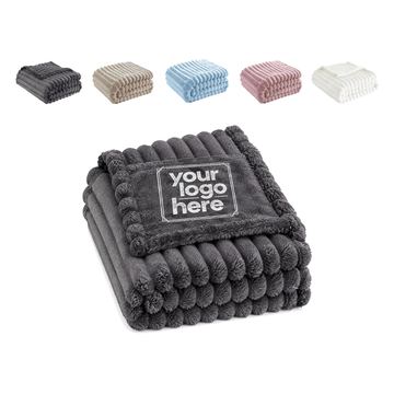 Ribbed Microfiber Throw Blanket With Bound Edges