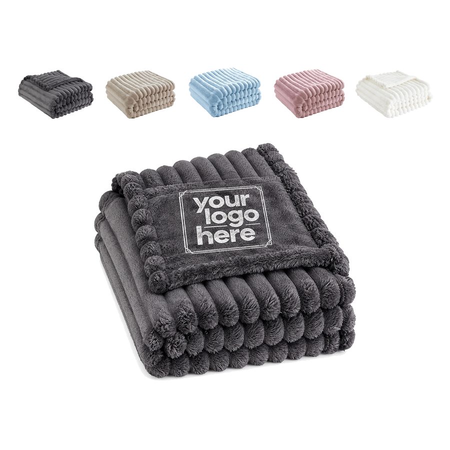Ribbed Microfiber Throw Blanket With Bound Edges