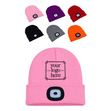 Cuffed Knit Beanie With Rechargeable Light