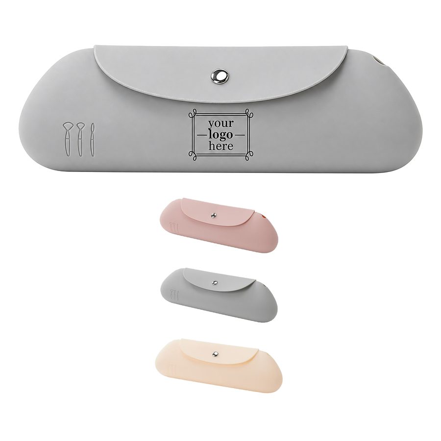 Curved-Flap Silicone Makeup Brush Case